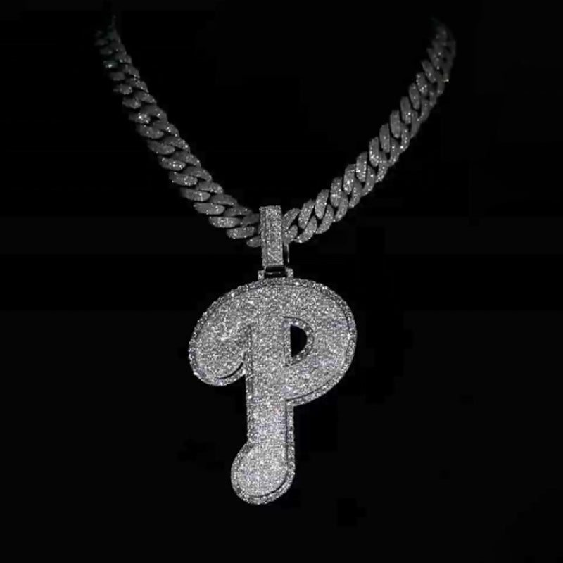 S925 Moissanite Sparkle Letter P Pendant