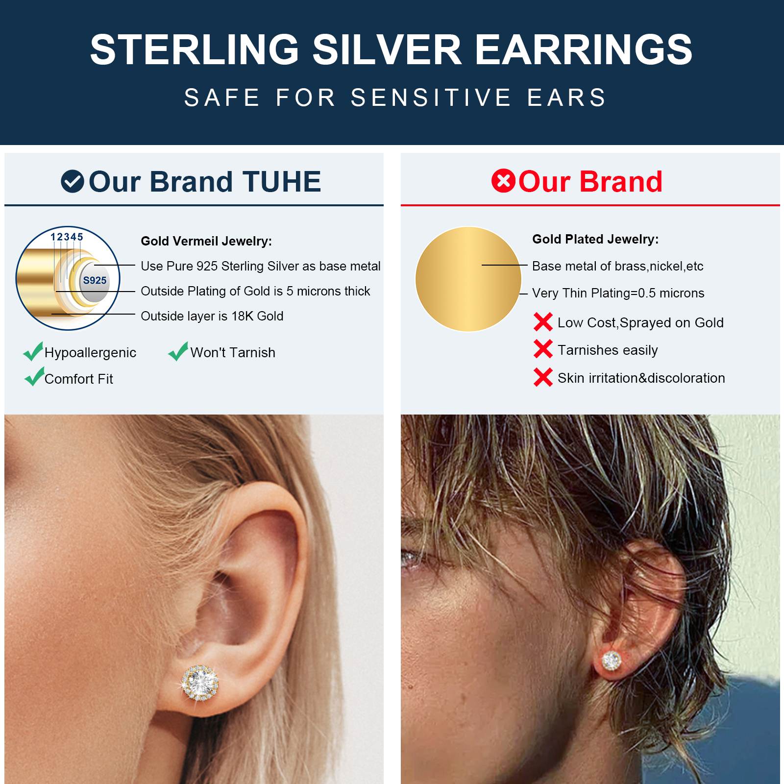 S925 Moissanite Halo Stud Earrings