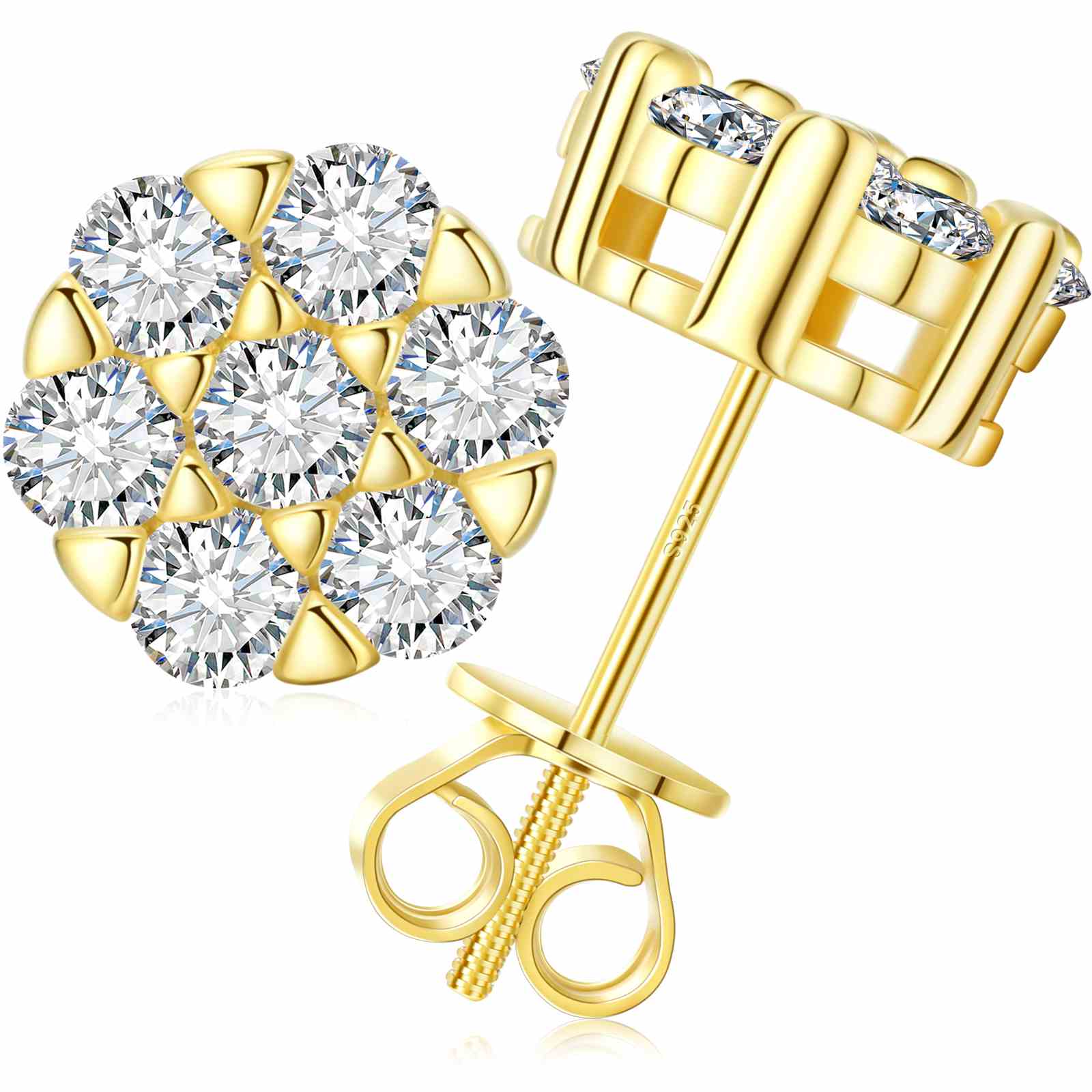 VVS Moissanite Cluster Flower Stud Earrings