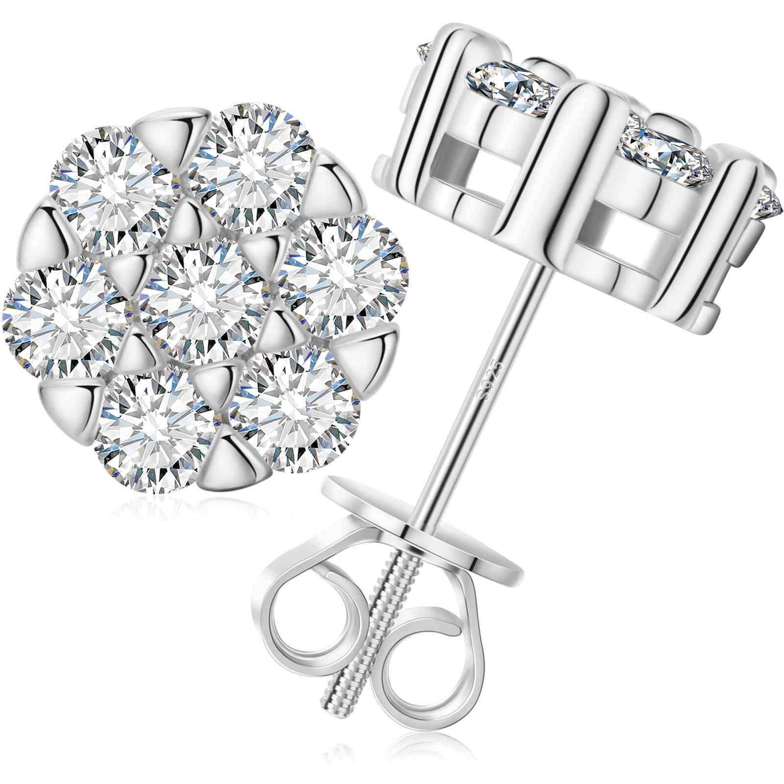 VVS Moissanite Cluster Flower Stud Earrings