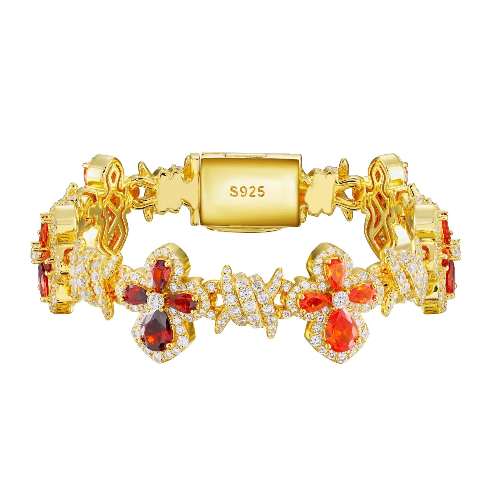 12mm S925 Moissanite Thorn Colored Cross Link Bracelet