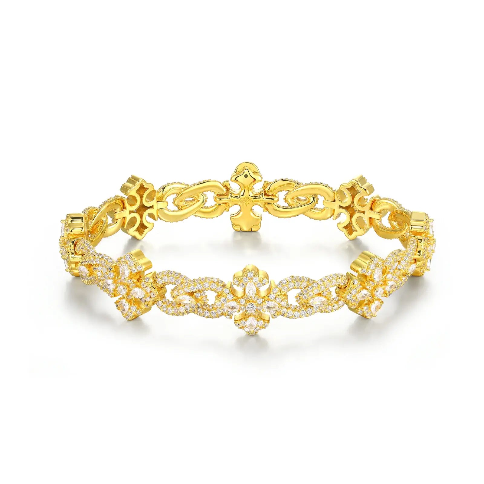 14mm S925 Moissanite Chrome Heart Cross Infinity Link Bracelet