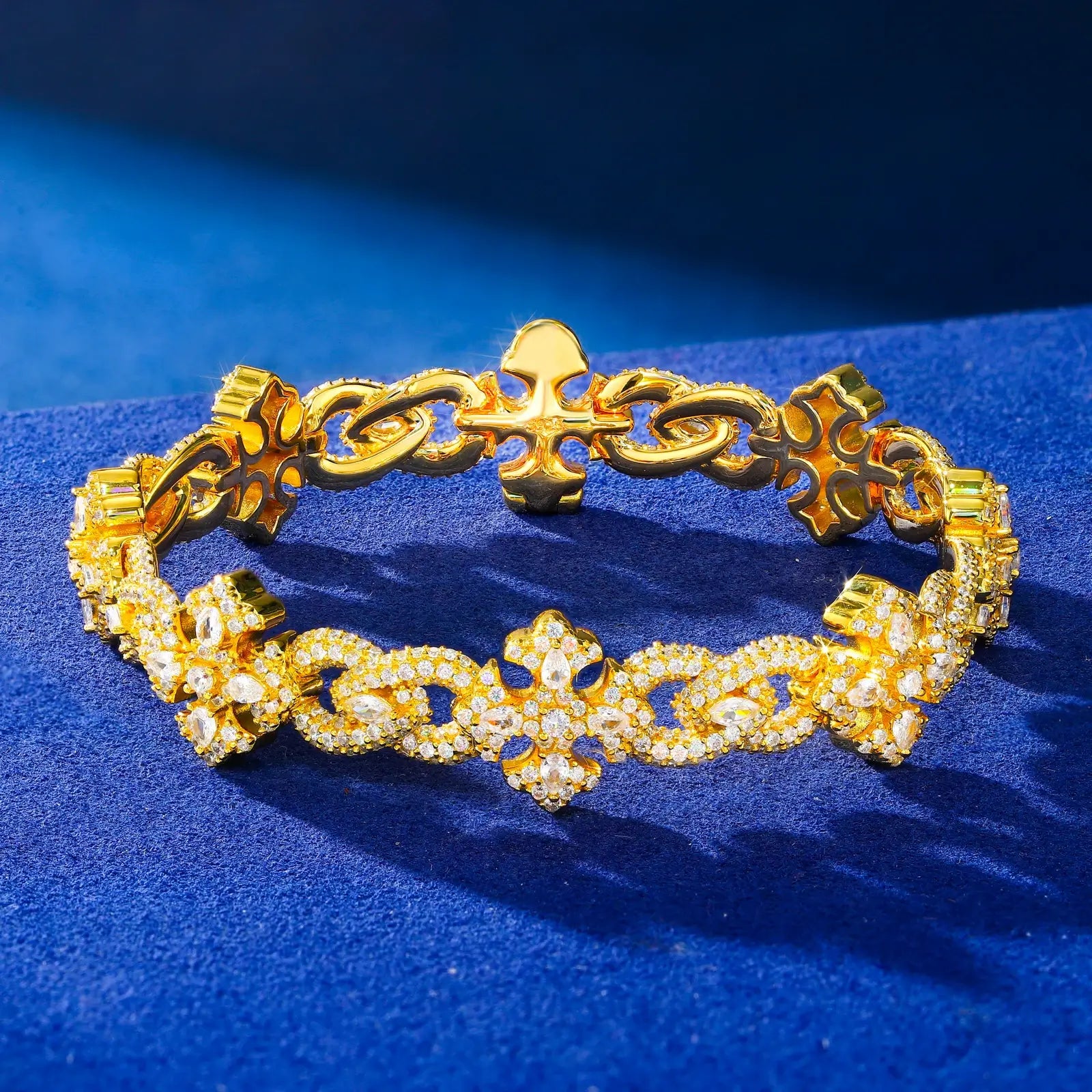 14mm S925 Moissanite Chrome Heart Cross Infinity Link Bracelet