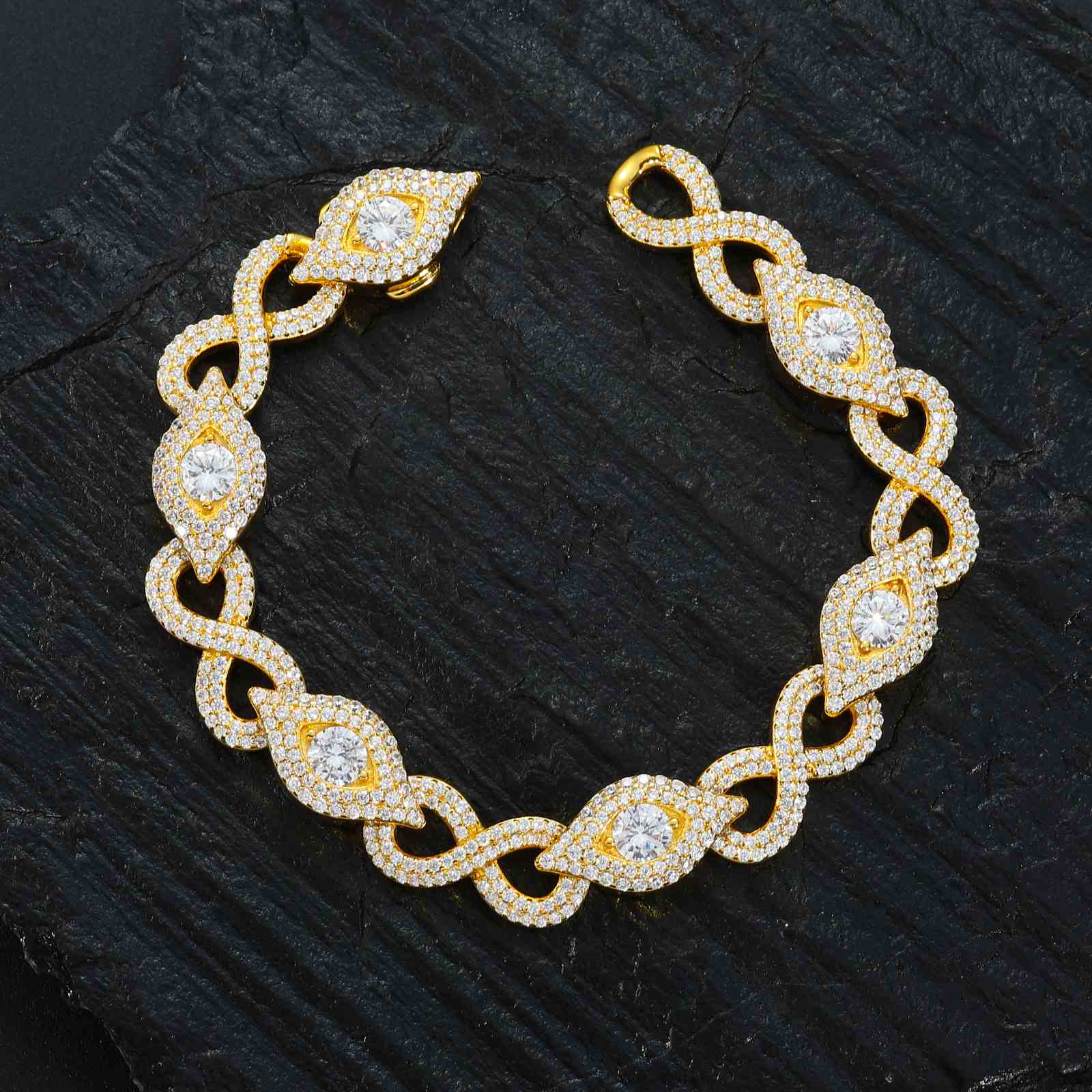 10mm S925 Moissanite Infinity Evil Eye Bracelet