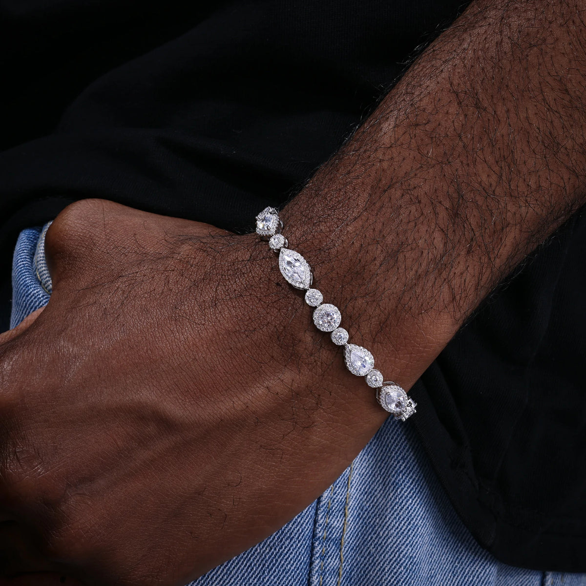 8mm S925 Peart-cut Moissanite Halo Teennis Bracelet