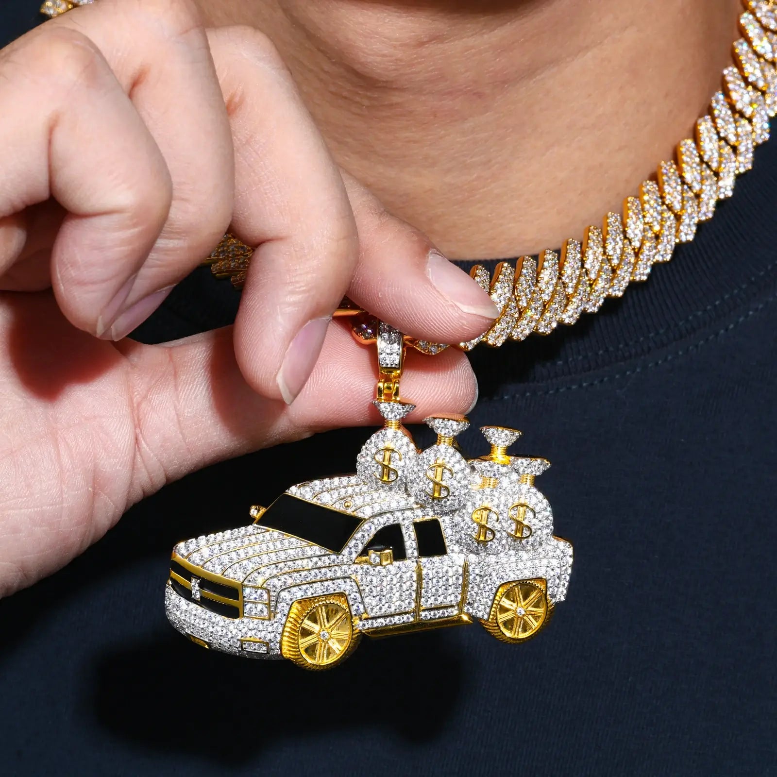 S925 Moissanite A Truckload of Money Bags Pendant