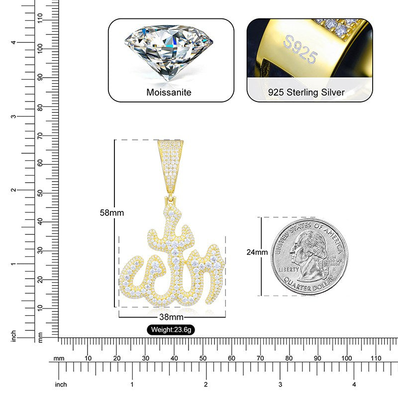 S925 Moissanite Allah Pendant