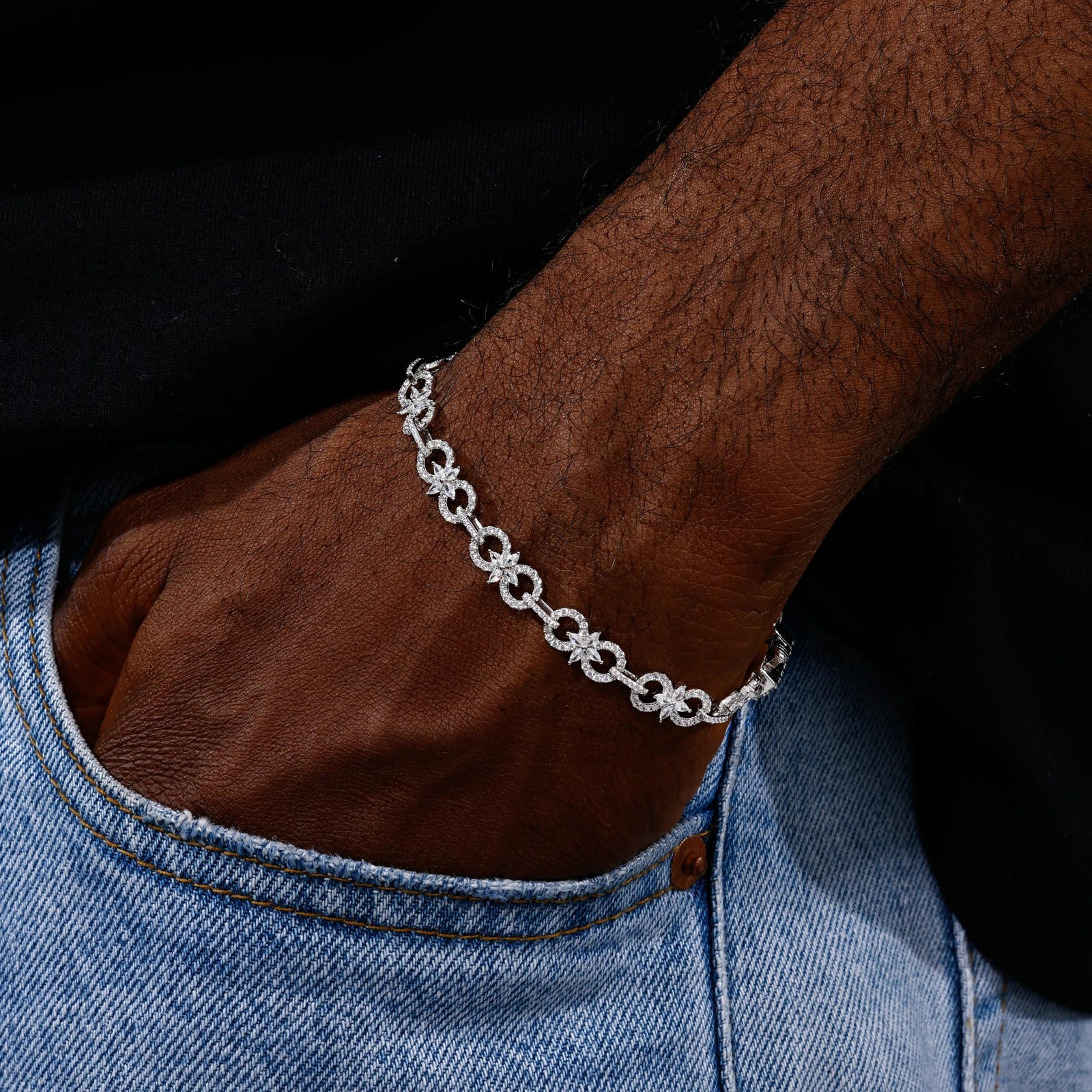 7.5mm S925 Moissanite Polar Star Infinity Bracelet