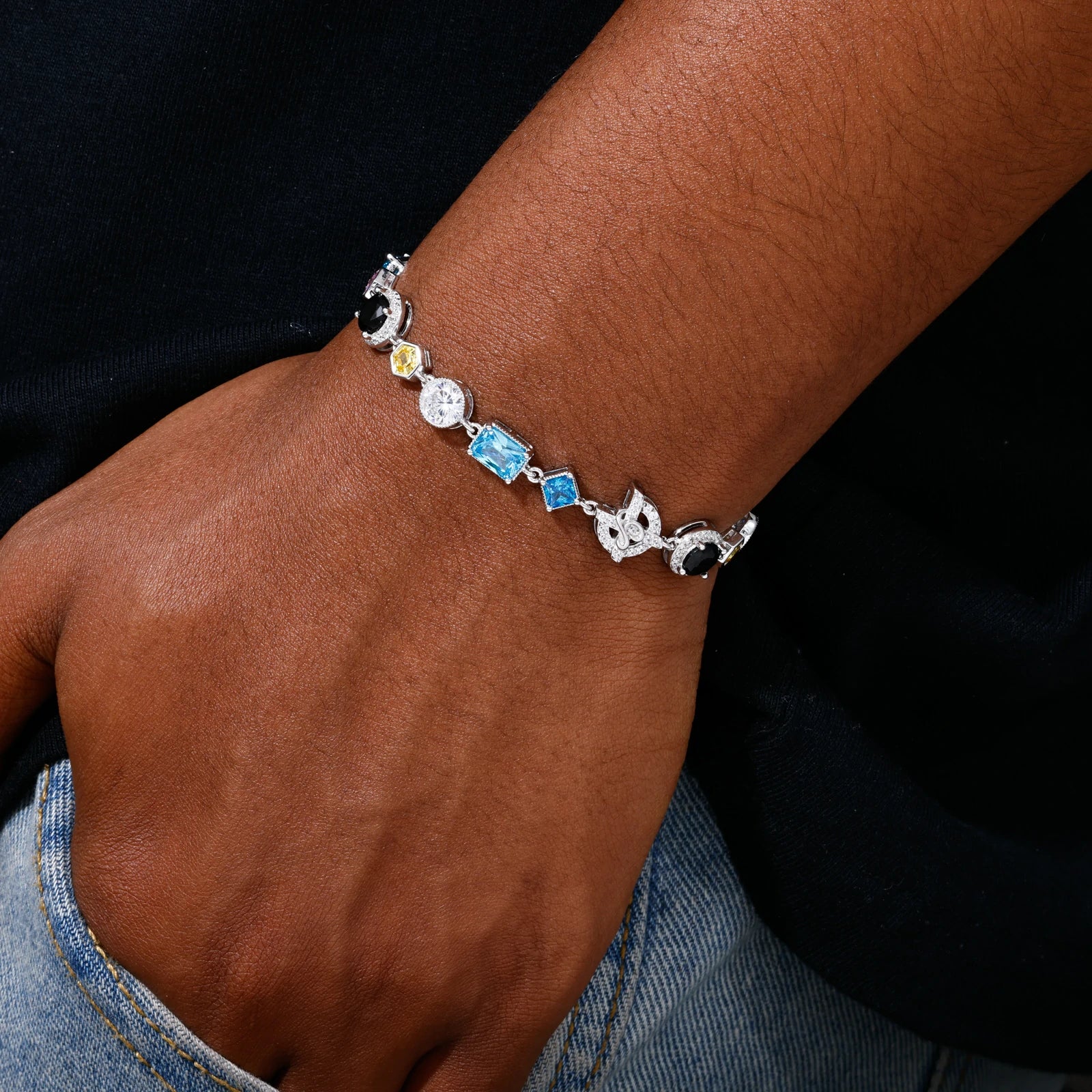S925 Moissanite Colored Gemstone Tennis Bracelet