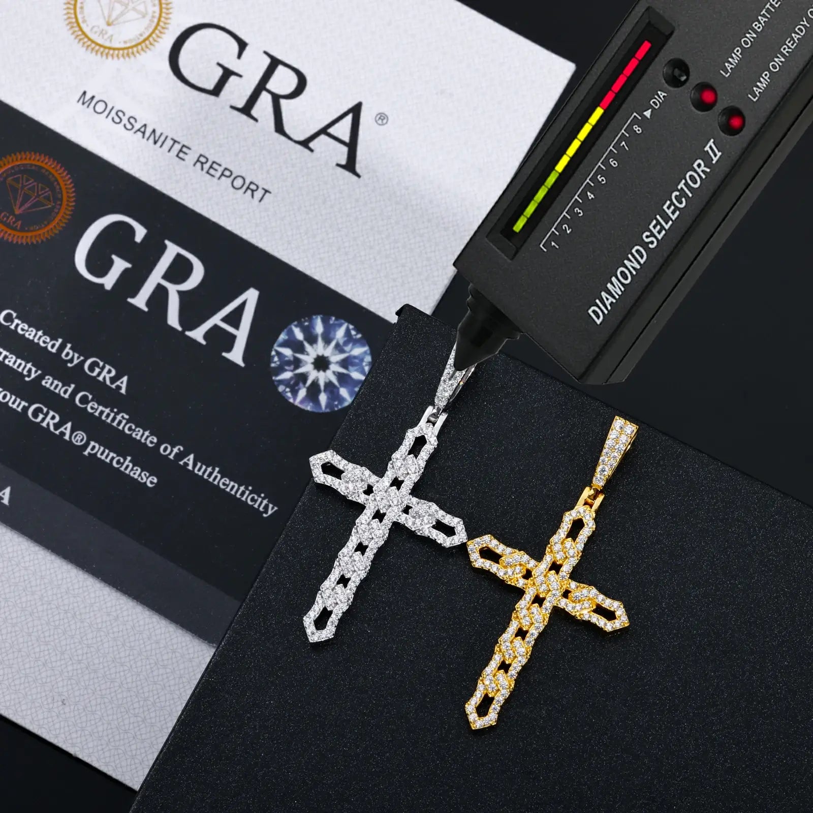 S925 Moissanite Pins Cross Pendant