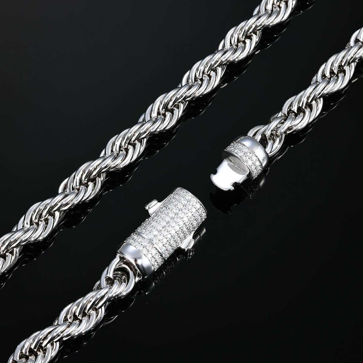 6mm 8mm 316L Moissanite Rope Chain