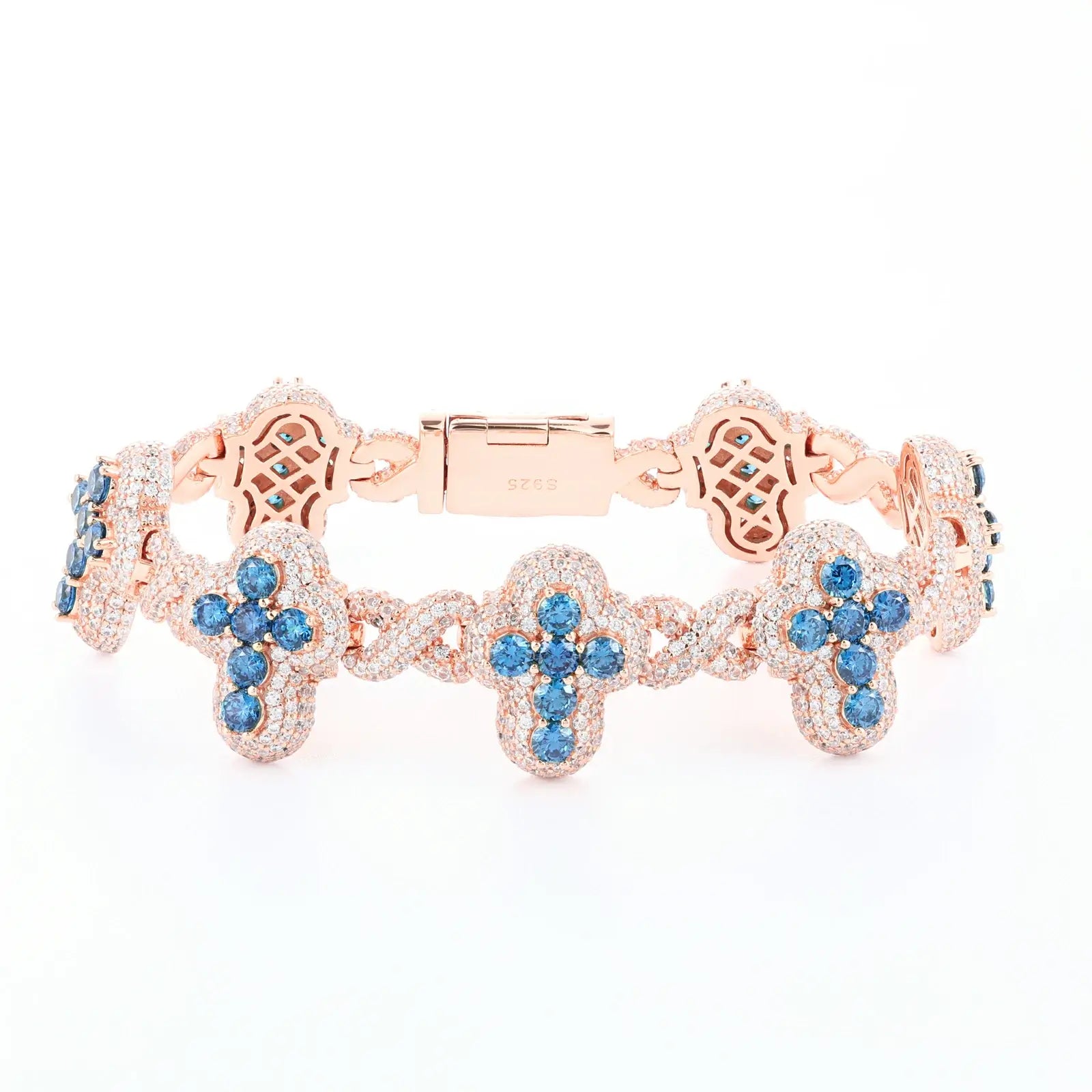 20mm S925 Moissanite Infinity Blue Cross Link Bracelet