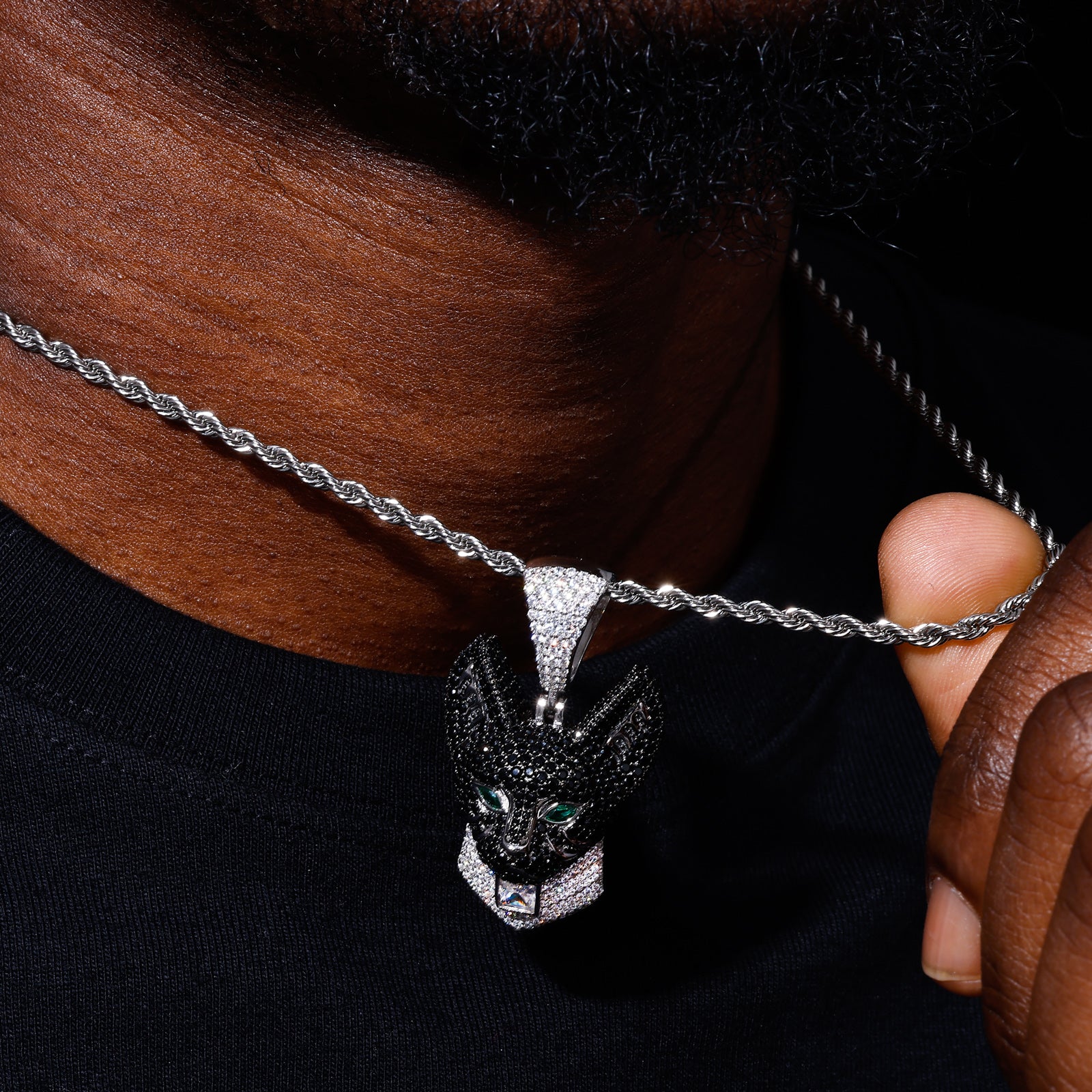 S925 Moissanite Egyptian Guardian Cat Pendant