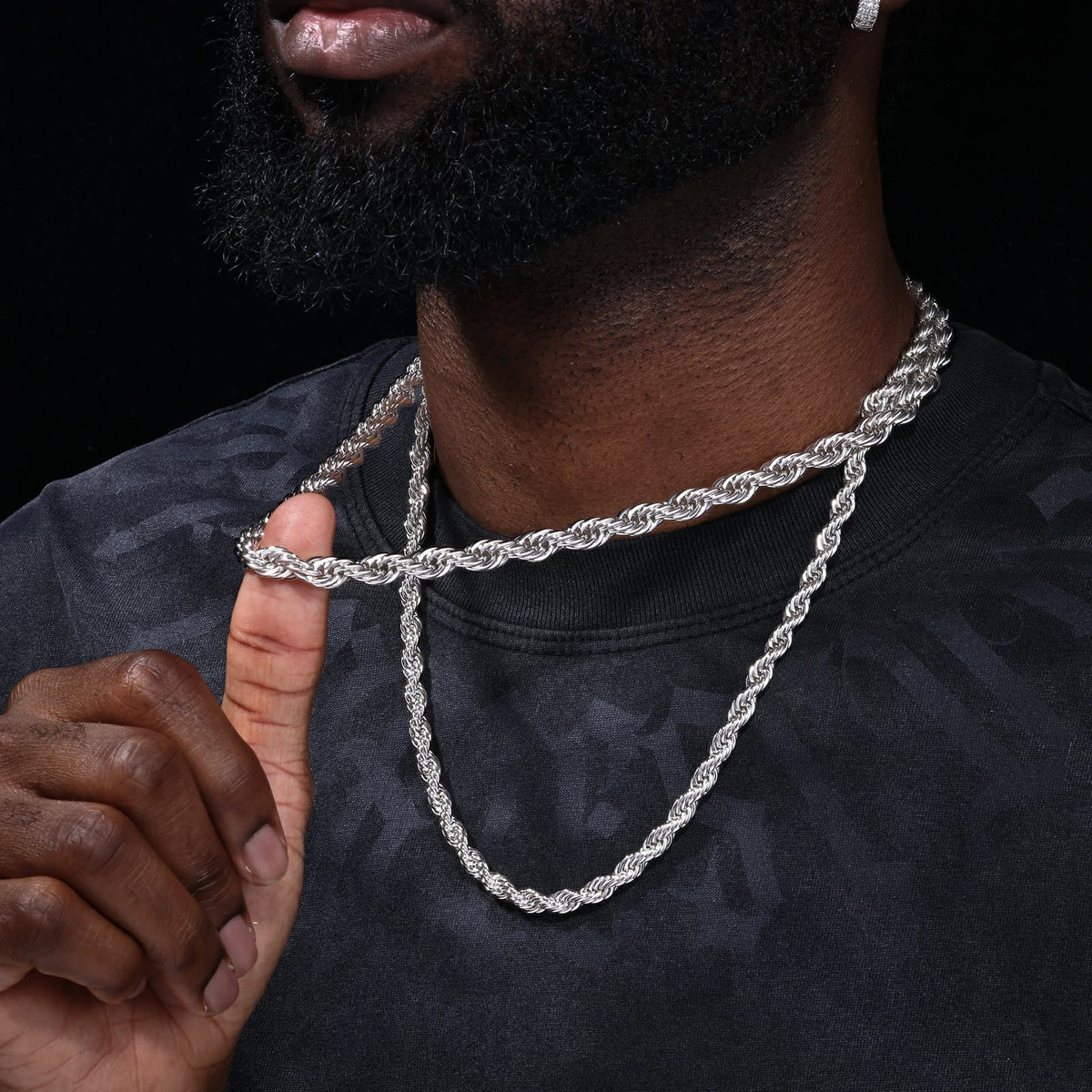 6mm 8mm 316L Moissanite Rope Chain