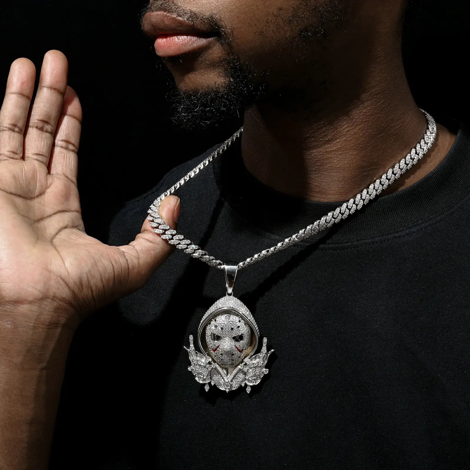 S925 Moissanite Cool Masked Rapper Pendant