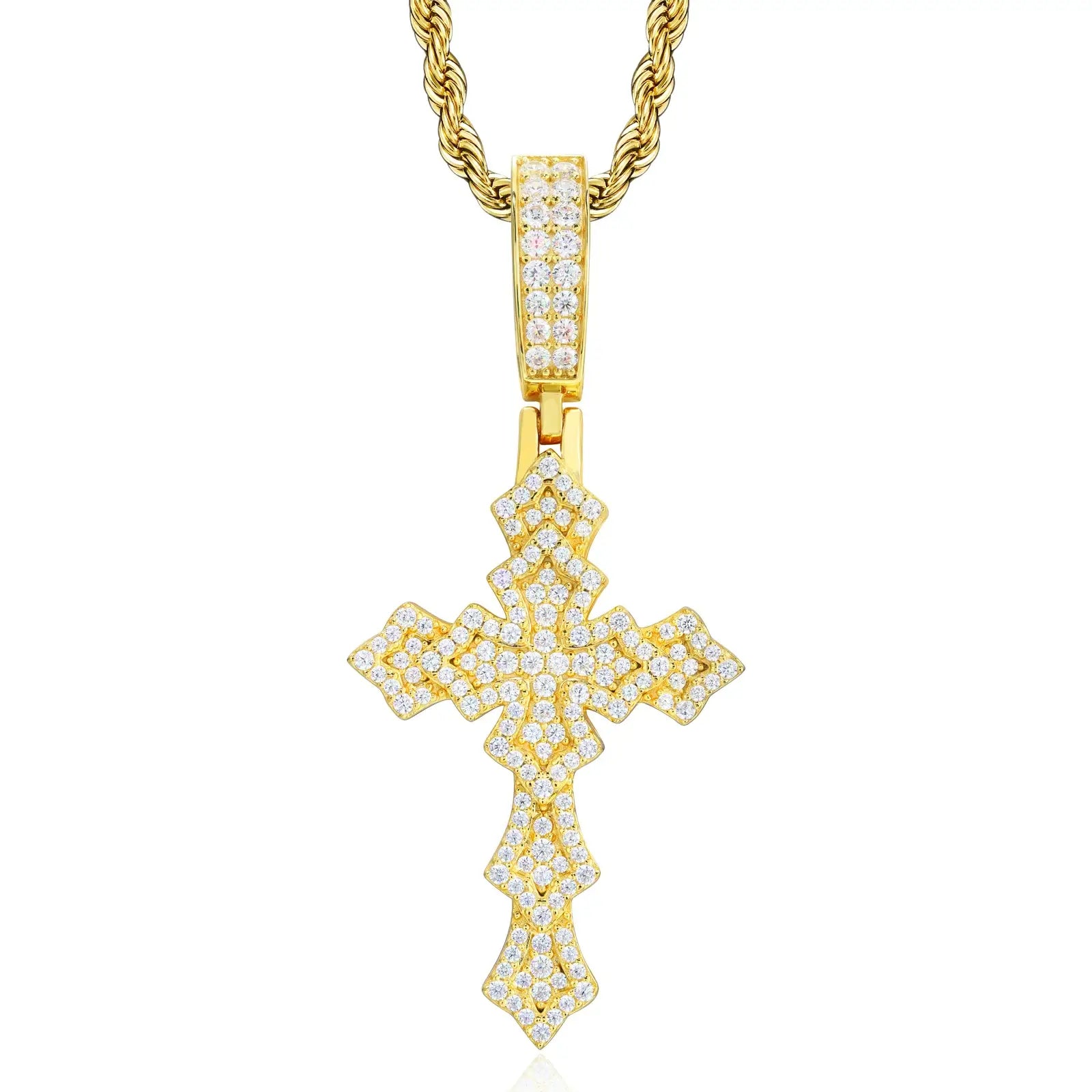 S925 Moissanite Layered Cross Pendant