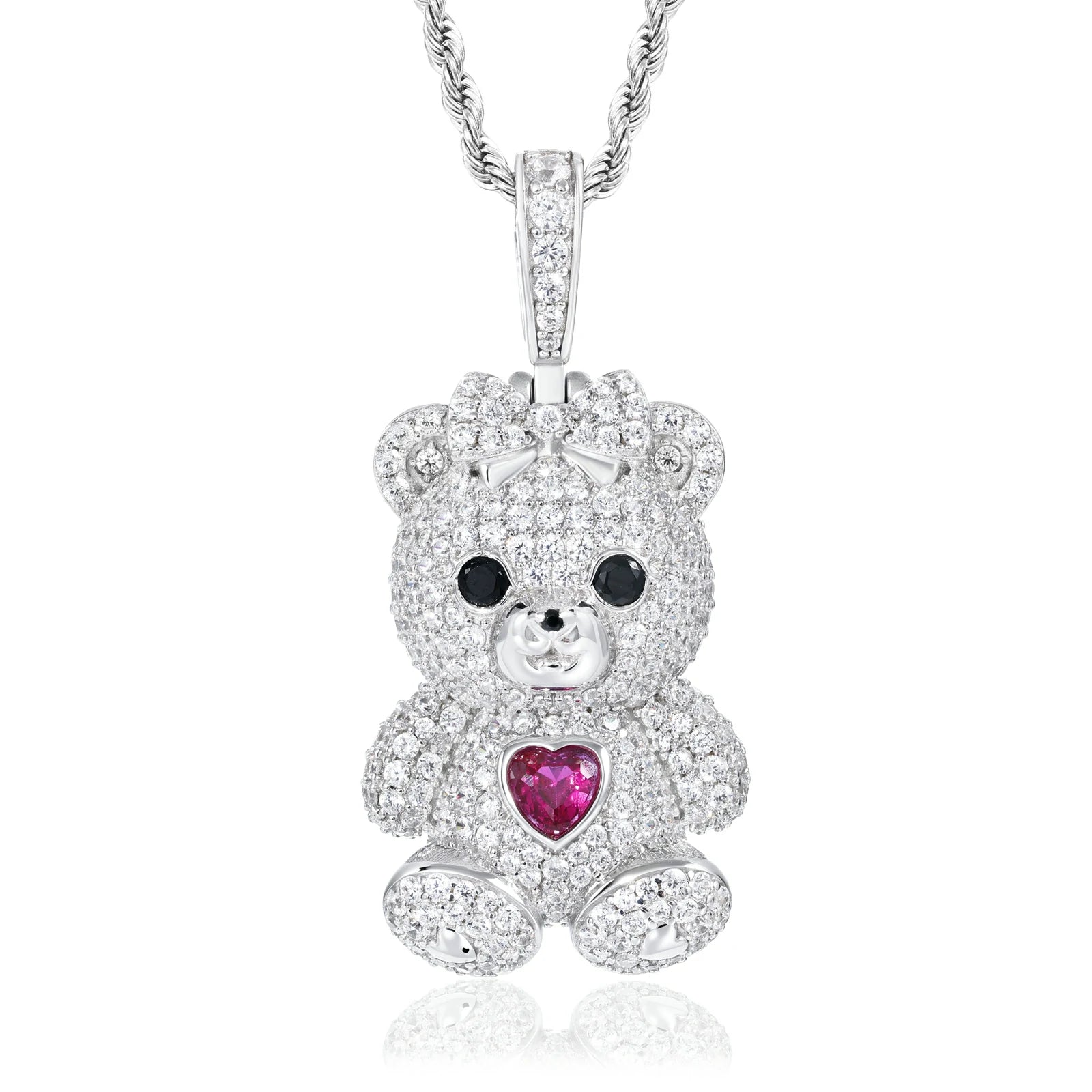 S925 Moissanite Family The Three Lucky Bears Pendant