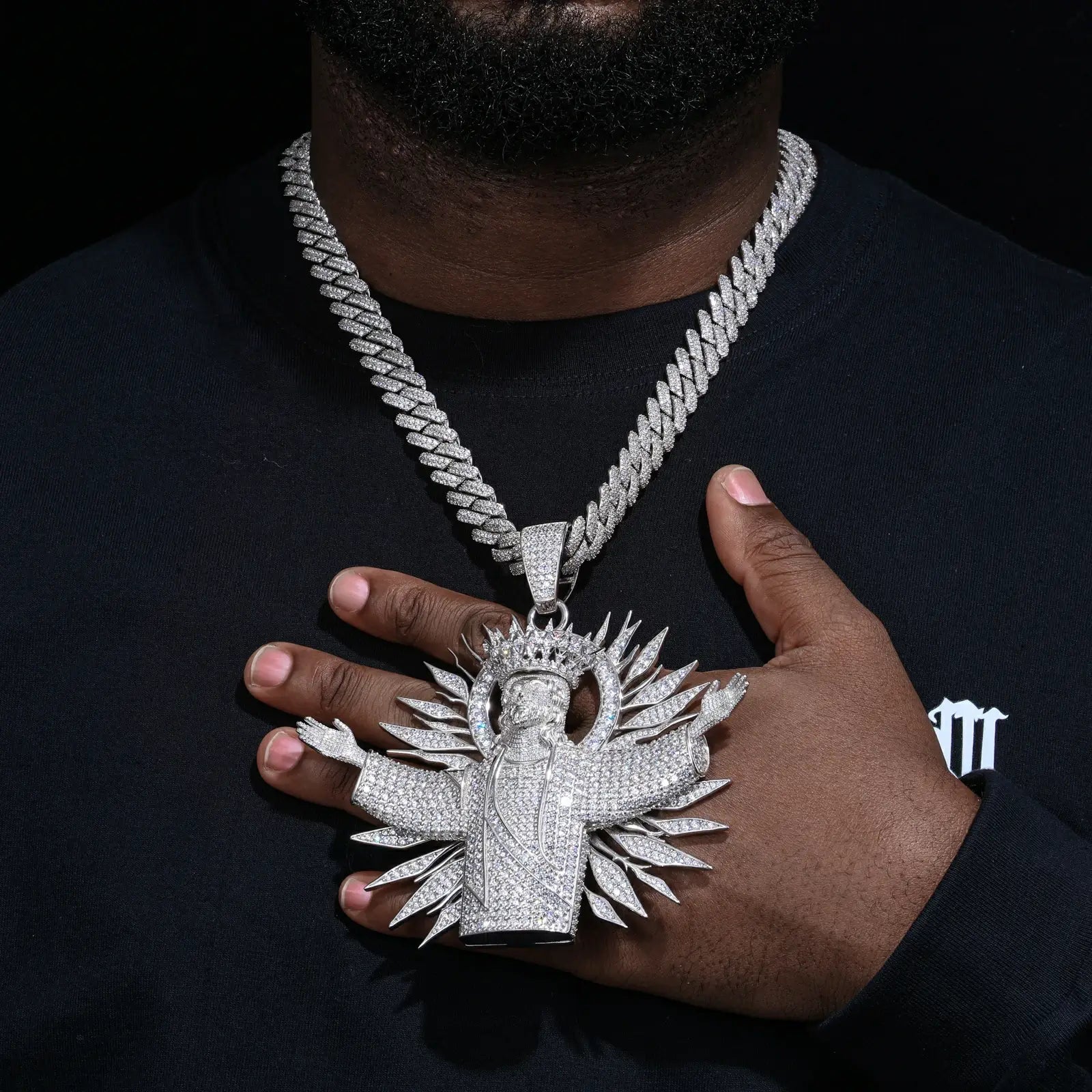 S925 Moissanite Glorious King Jesus Pendant XL Pendant