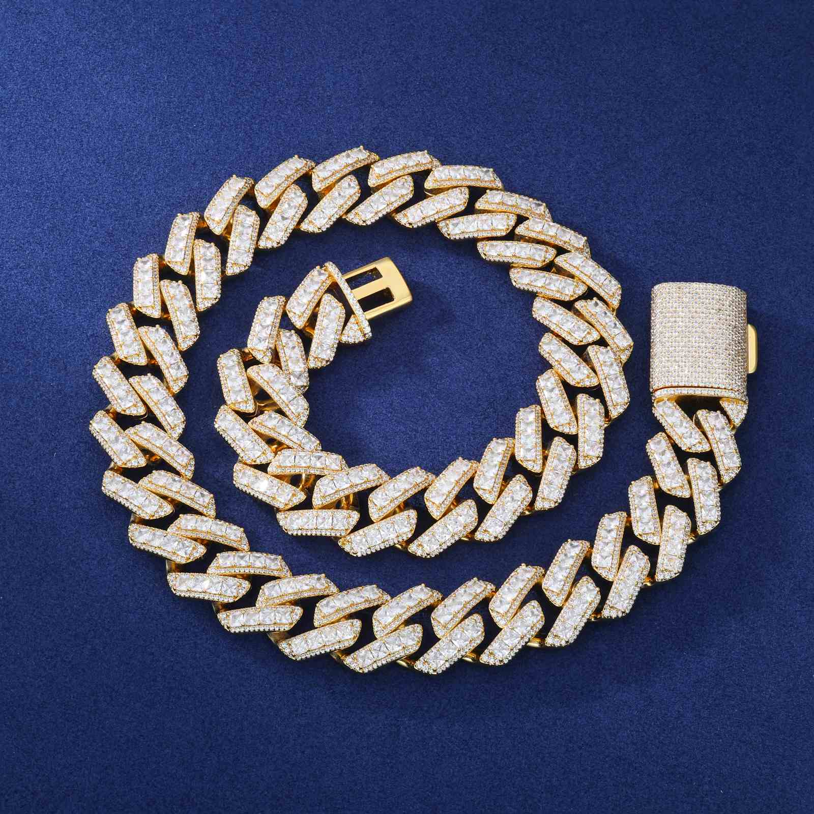 20mm Assher Cut Diamond Cuban Link Chain