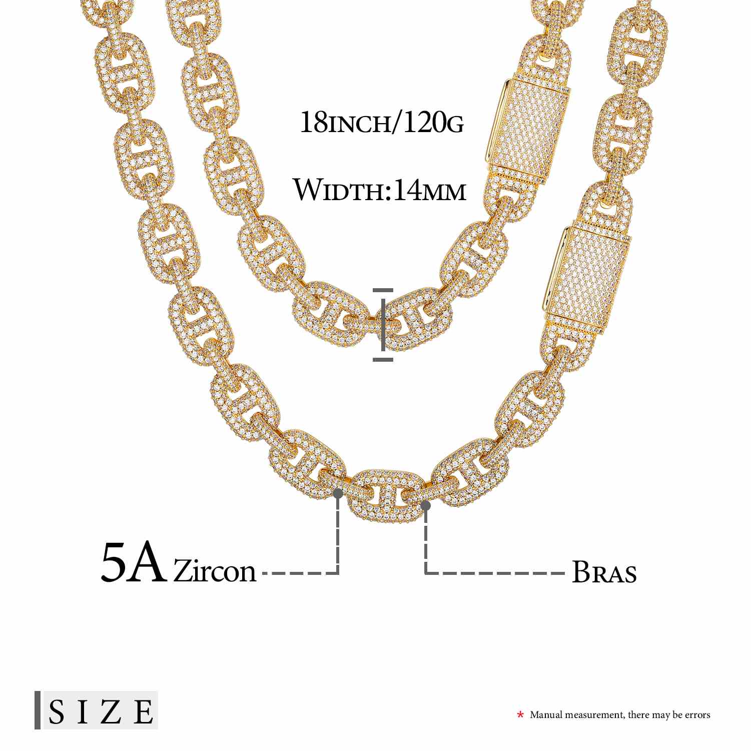 14mm Micro Pave Diamond Gucci Link Chain
