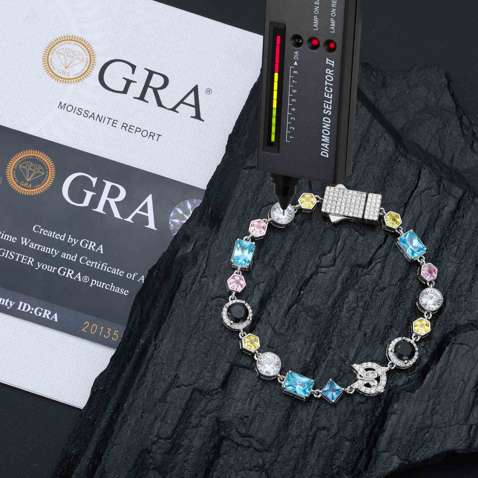 S925 Moissanite Colored Gemstone Tennis Bracelet