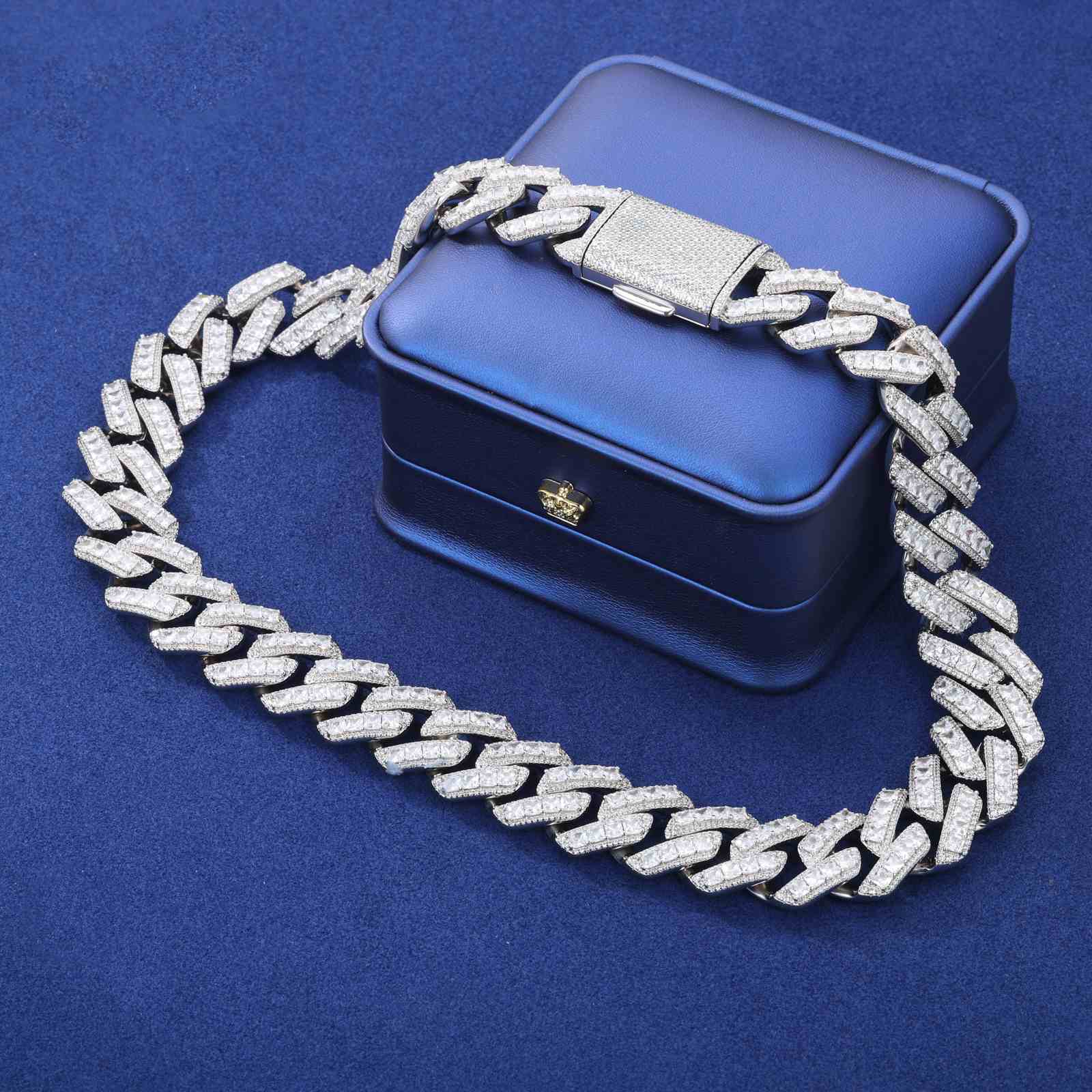 20mm Assher Cut Diamond Cuban Link Chain