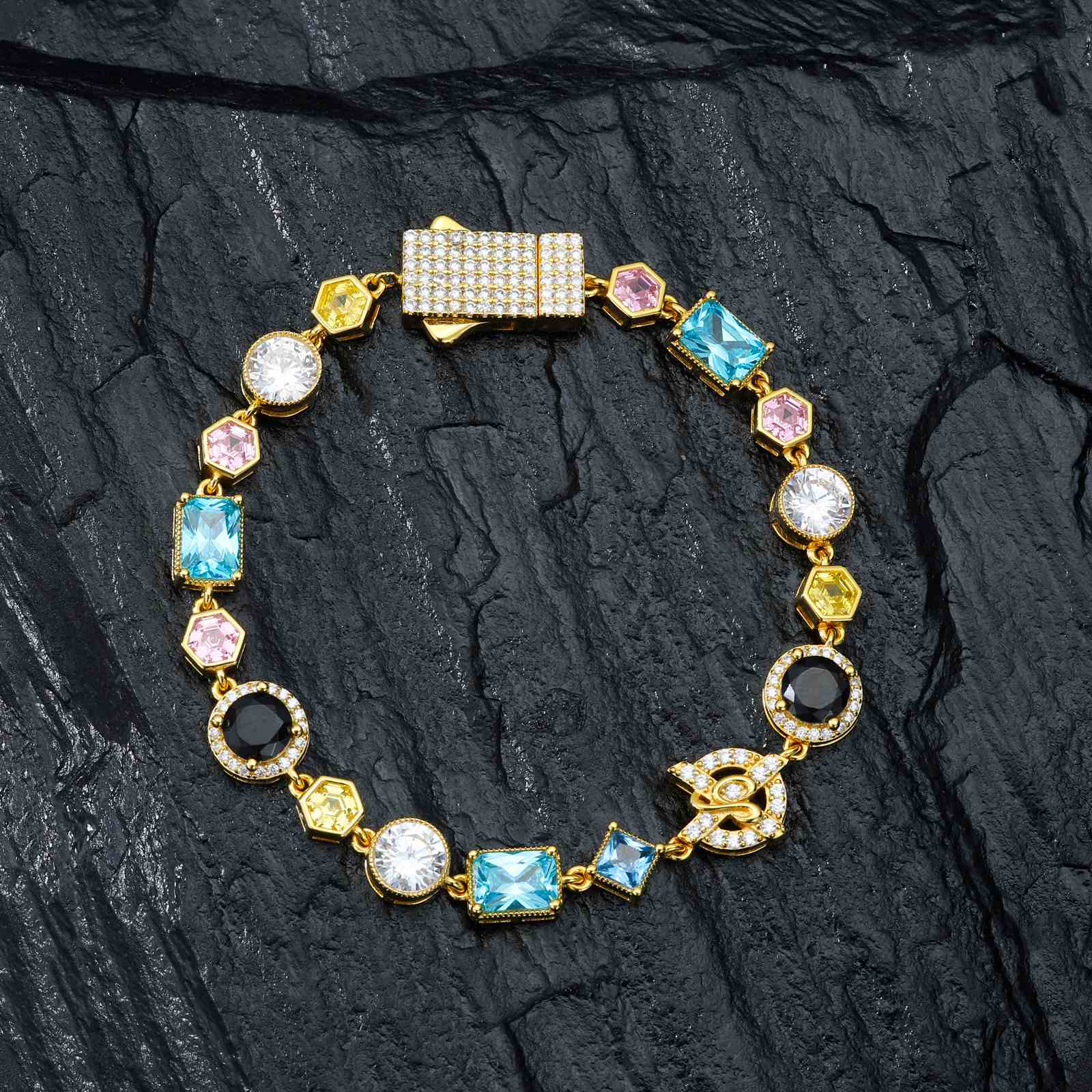 S925 Moissanite Colored Gemstone Tennis Bracelet