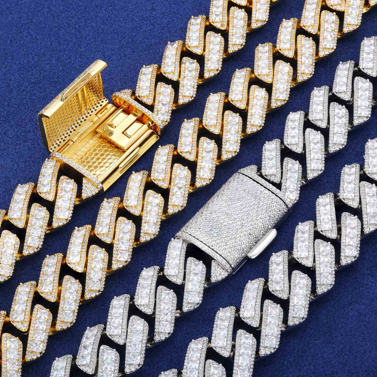 20mm Assher Cut Diamond Cuban Link Chain
