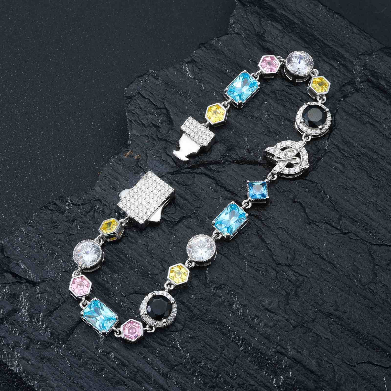 S925 Moissanite Colored Gemstone Tennis Bracelet