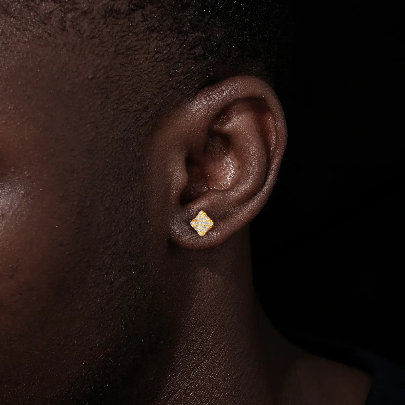 S925 Moissanite Square Chrome Heart Cross Stud Earrings