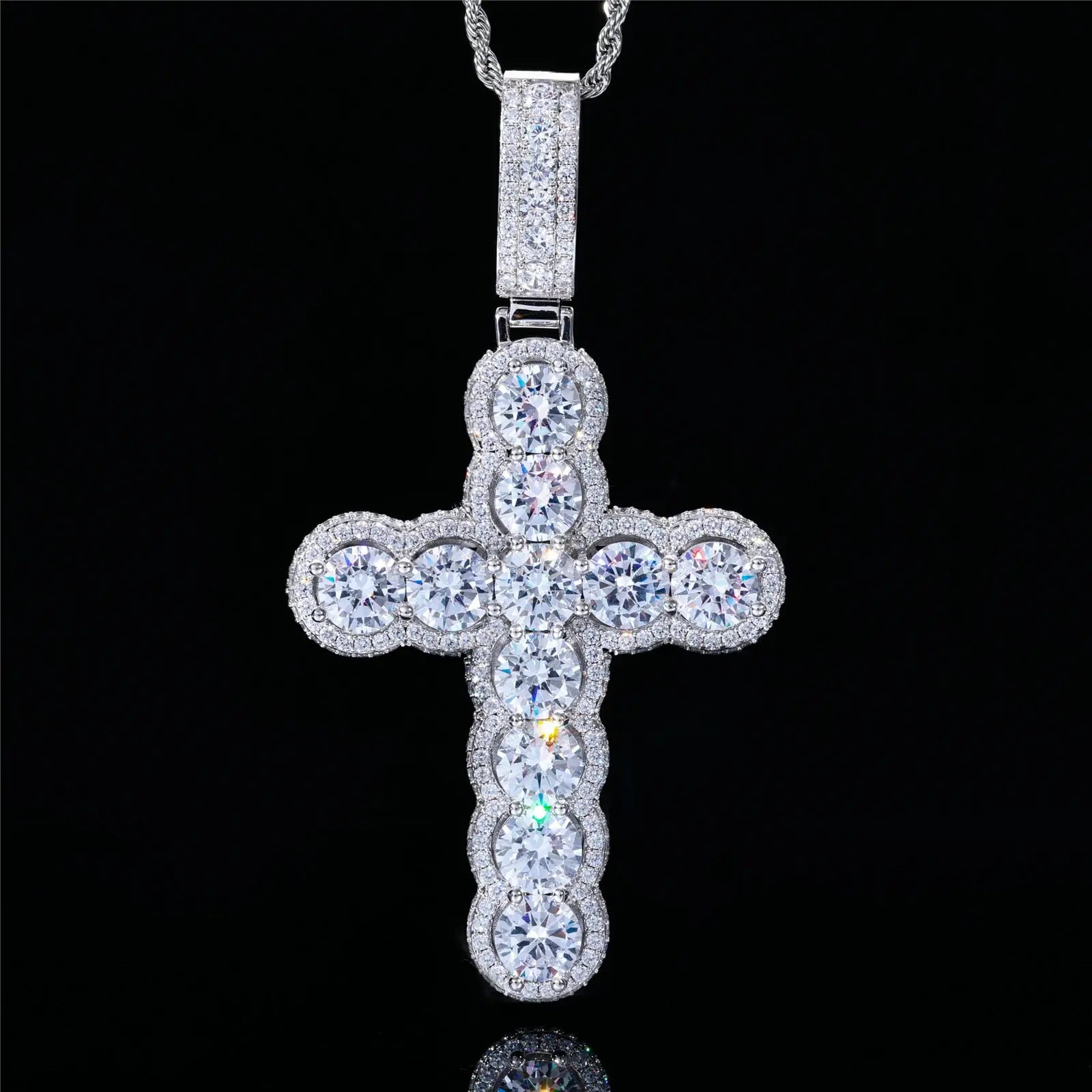 Oversized Halo Cross Pendant
