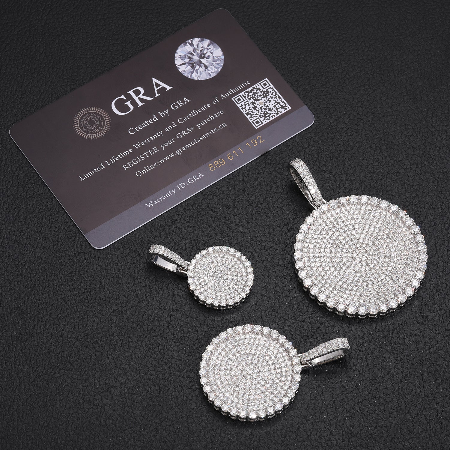 S925 Moissanite Round Dog Tag Pendant