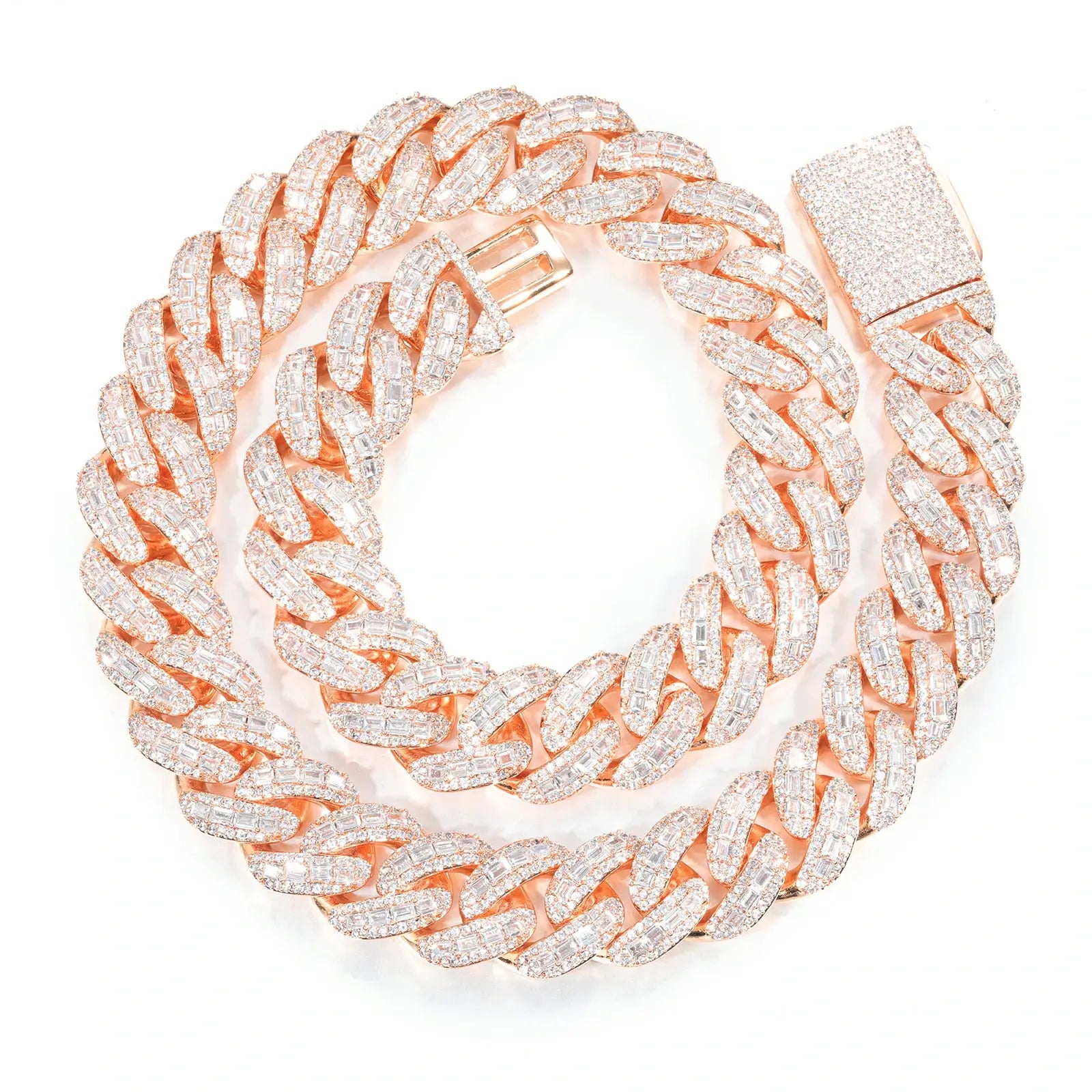 18mm S925 Baguette Moissanite Curb Cuban Link Chain