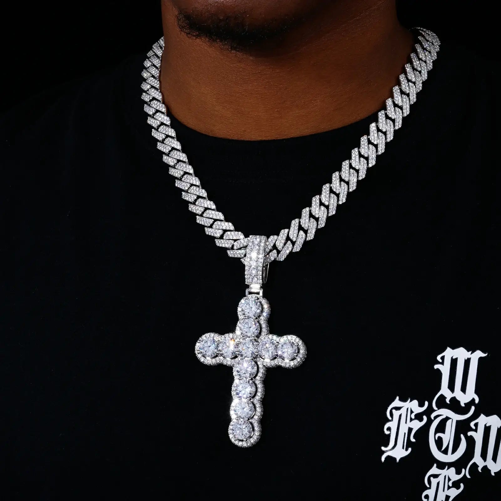 Oversized Halo Cross Pendant