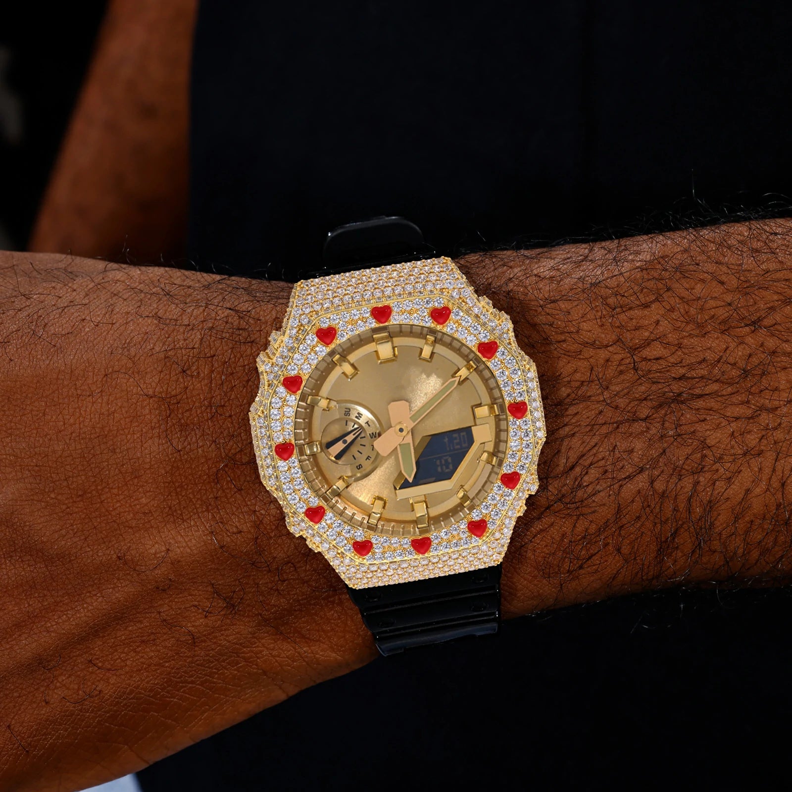 Iced Out Moissanite Red Heart Bust Down Bezel for GA2100
