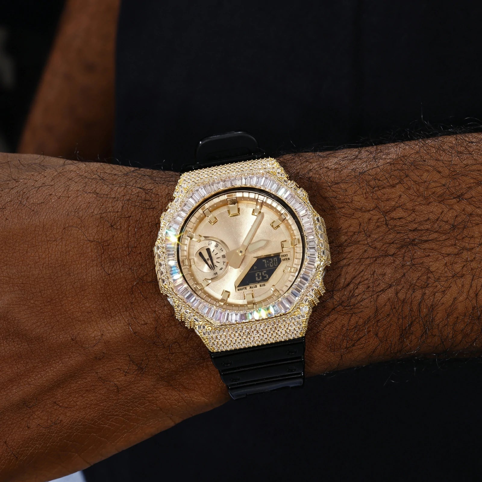 S925 Full Baguette Moissanite Watch Bezel for GA2100 SERIES