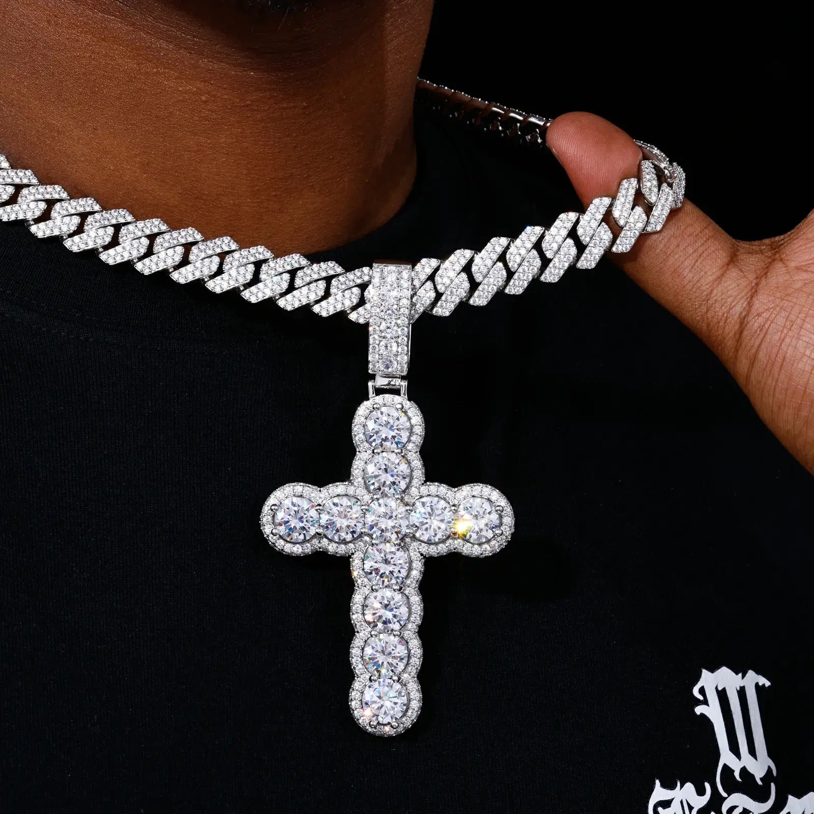 Oversized Halo Cross Pendant
