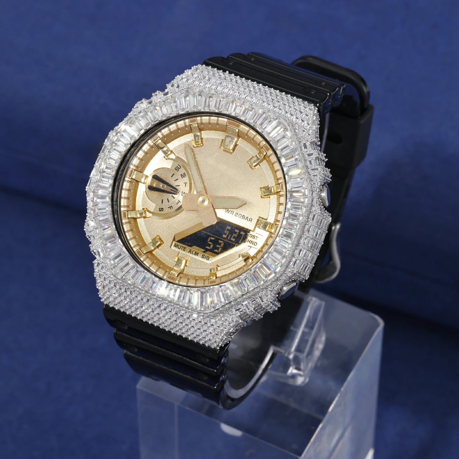S925 Full Baguette Moissanite Watch Bezel for GA2100 SERIES