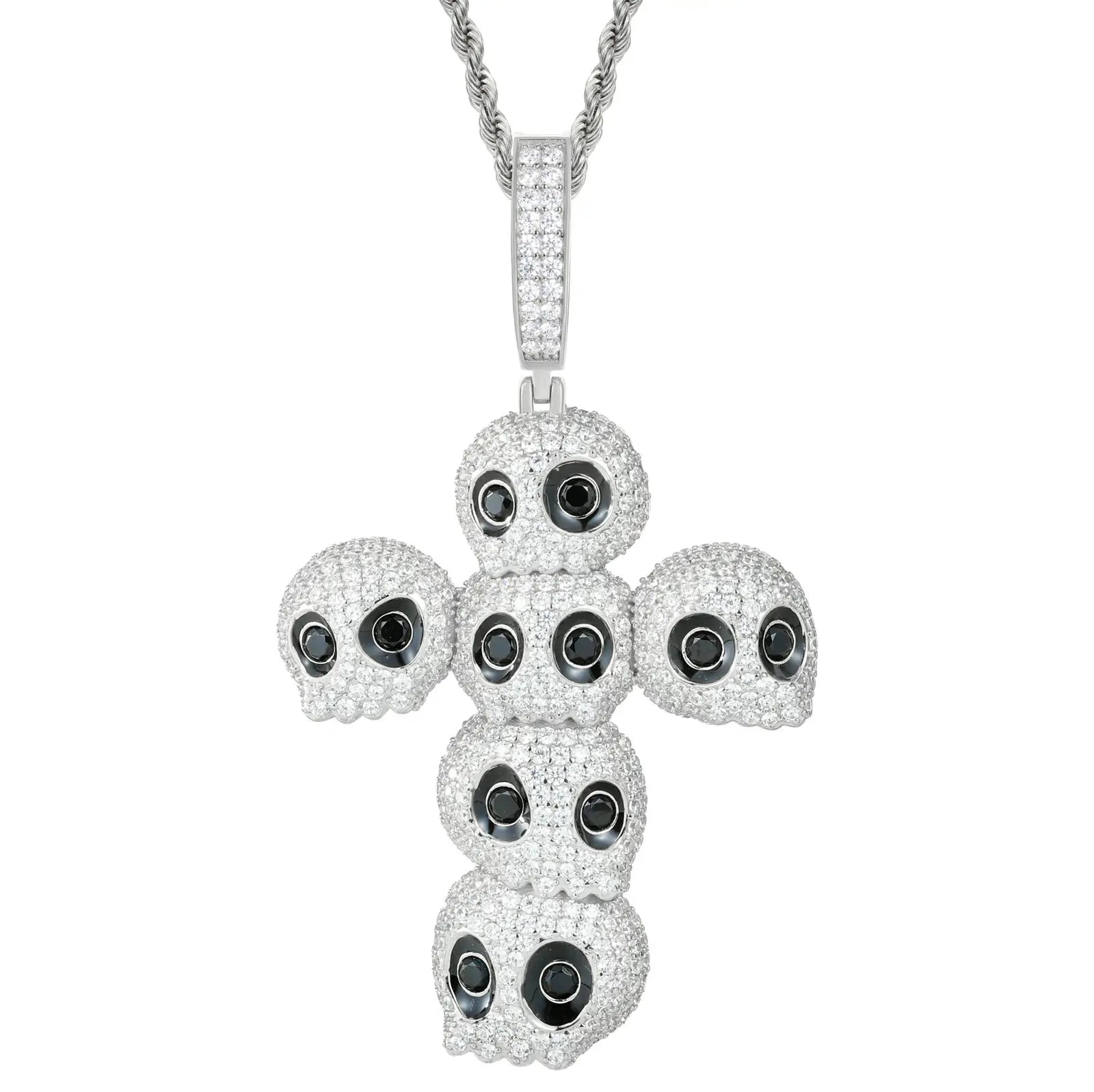 S925 Moissanite Skull Cross Pendant