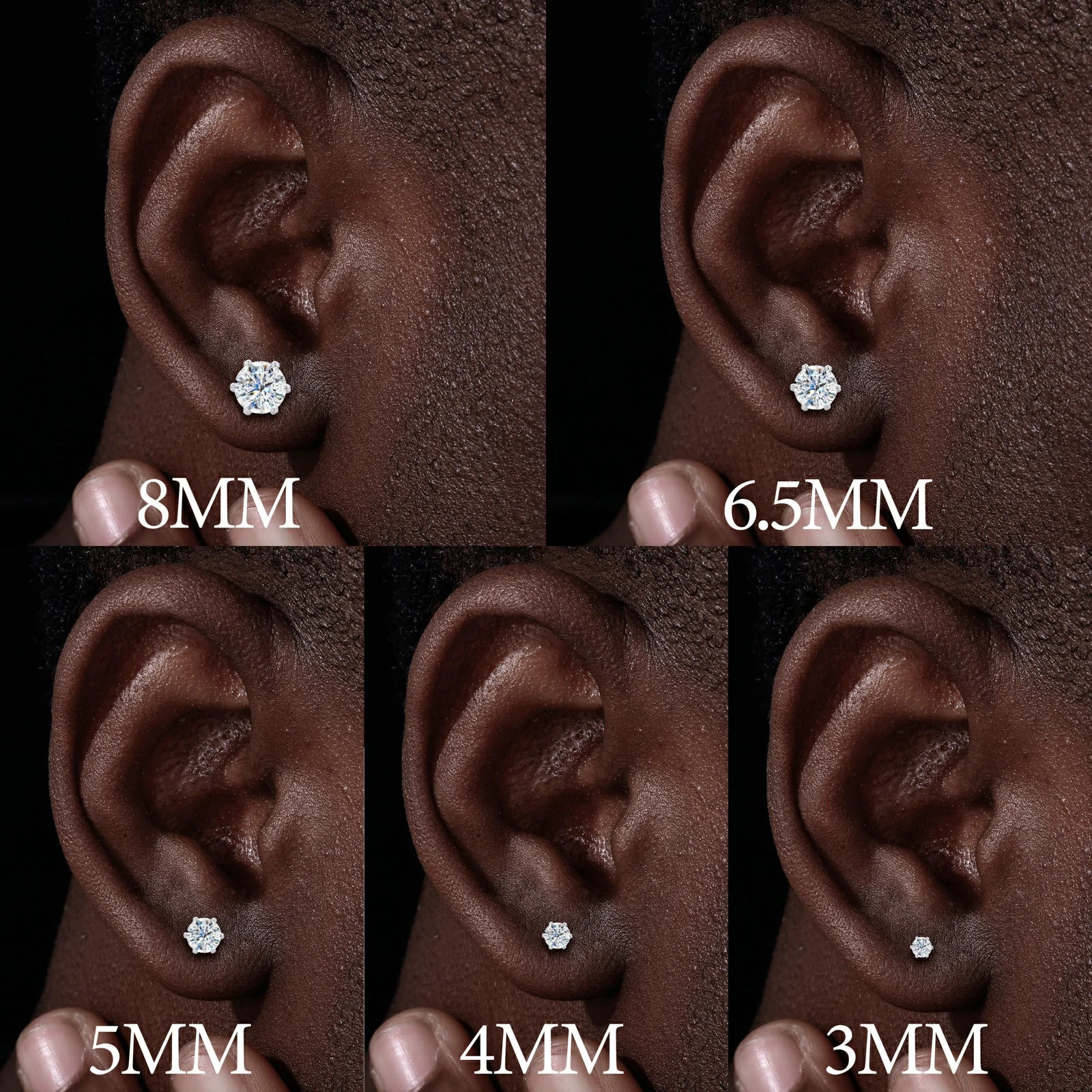 S925 6 Prong Setting Moissanite Solitaire Stud Earrings