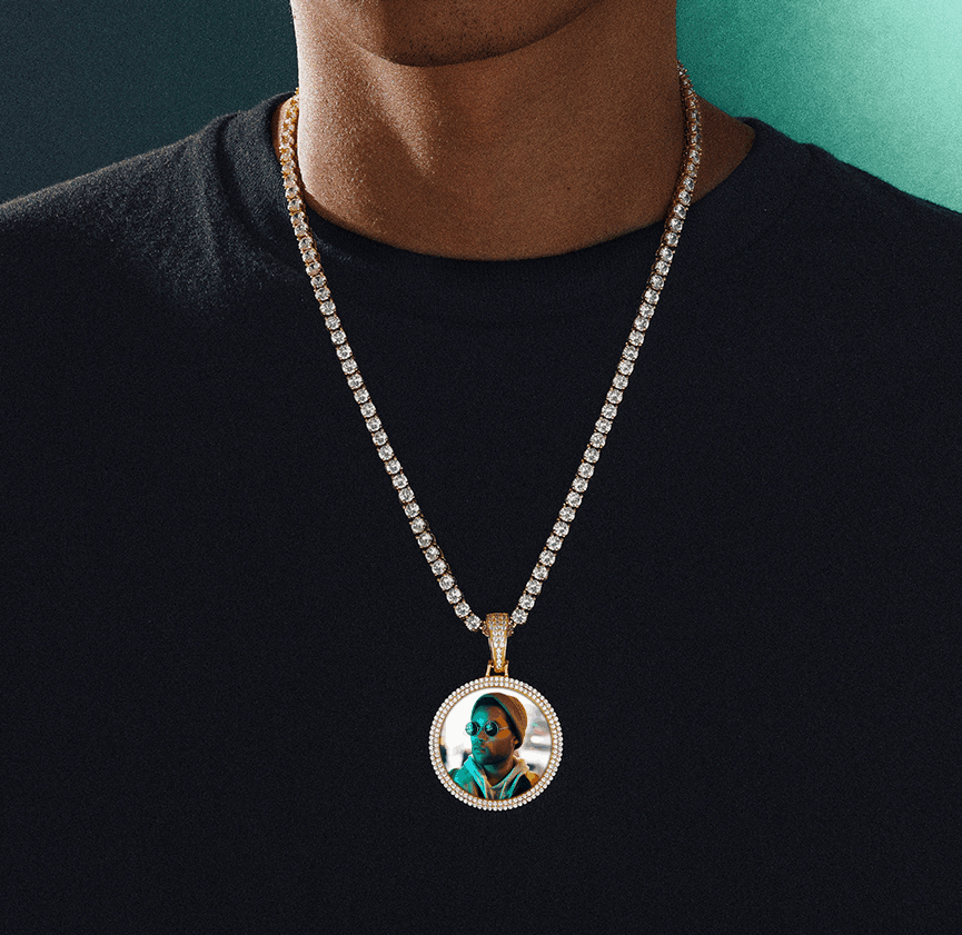 38mm 2 Row Round Photo Pendant