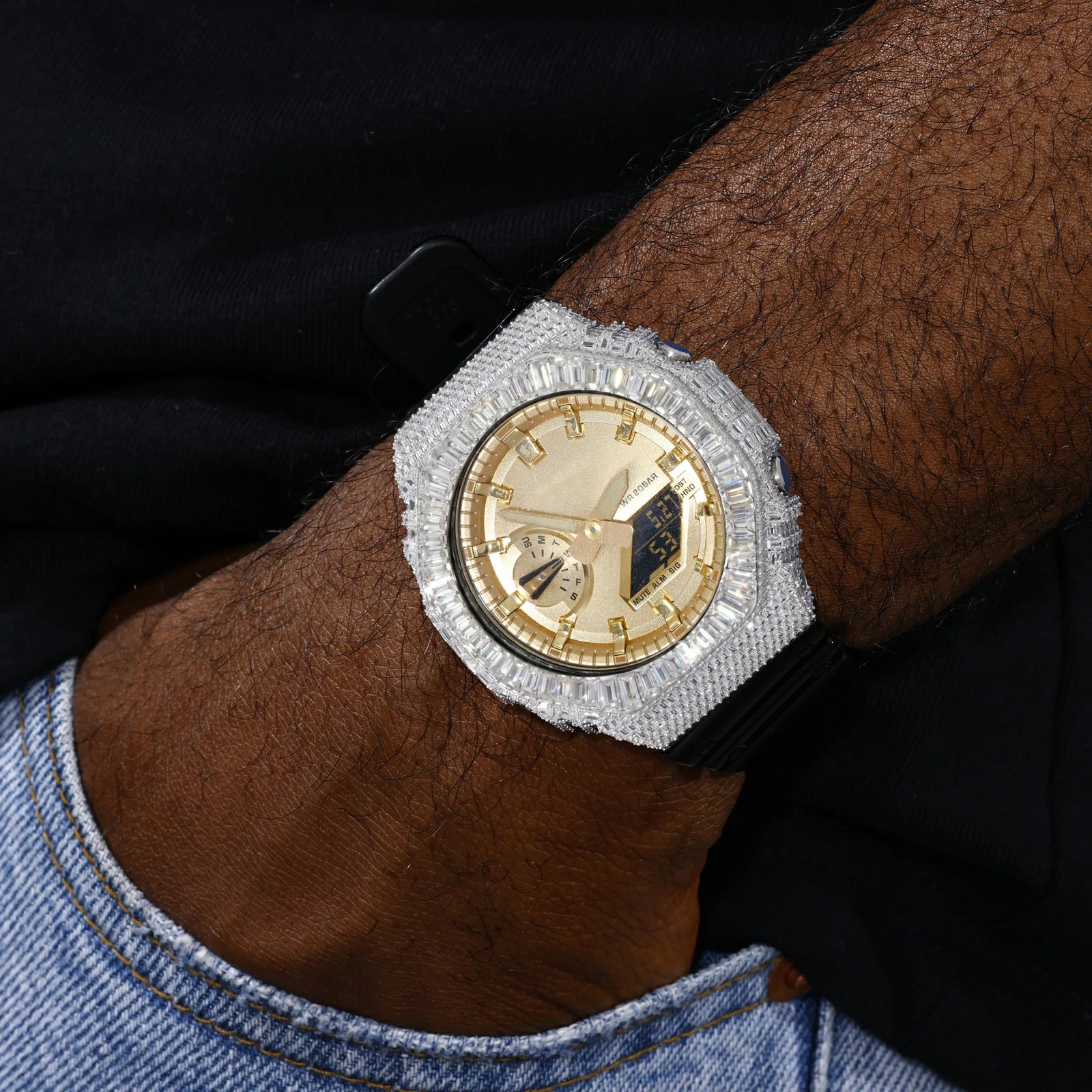 S925 Full Baguette Moissanite Watch Bezel for GA2100 SERIES