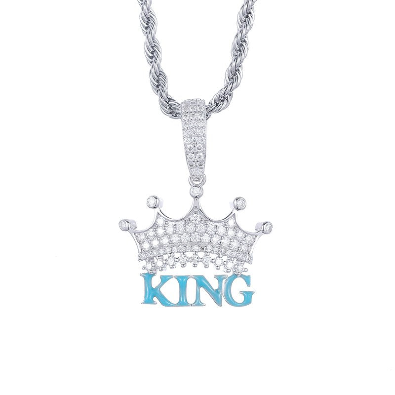 S925 Moissanite Crown Pendant With Glowing King