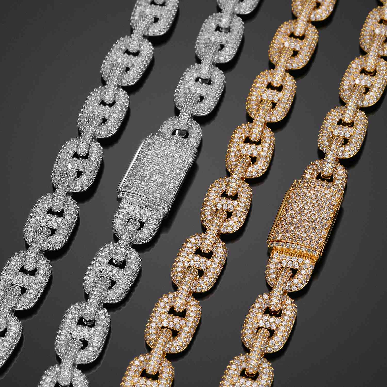 14mm Micro Pave Diamond Gucci Link Chain