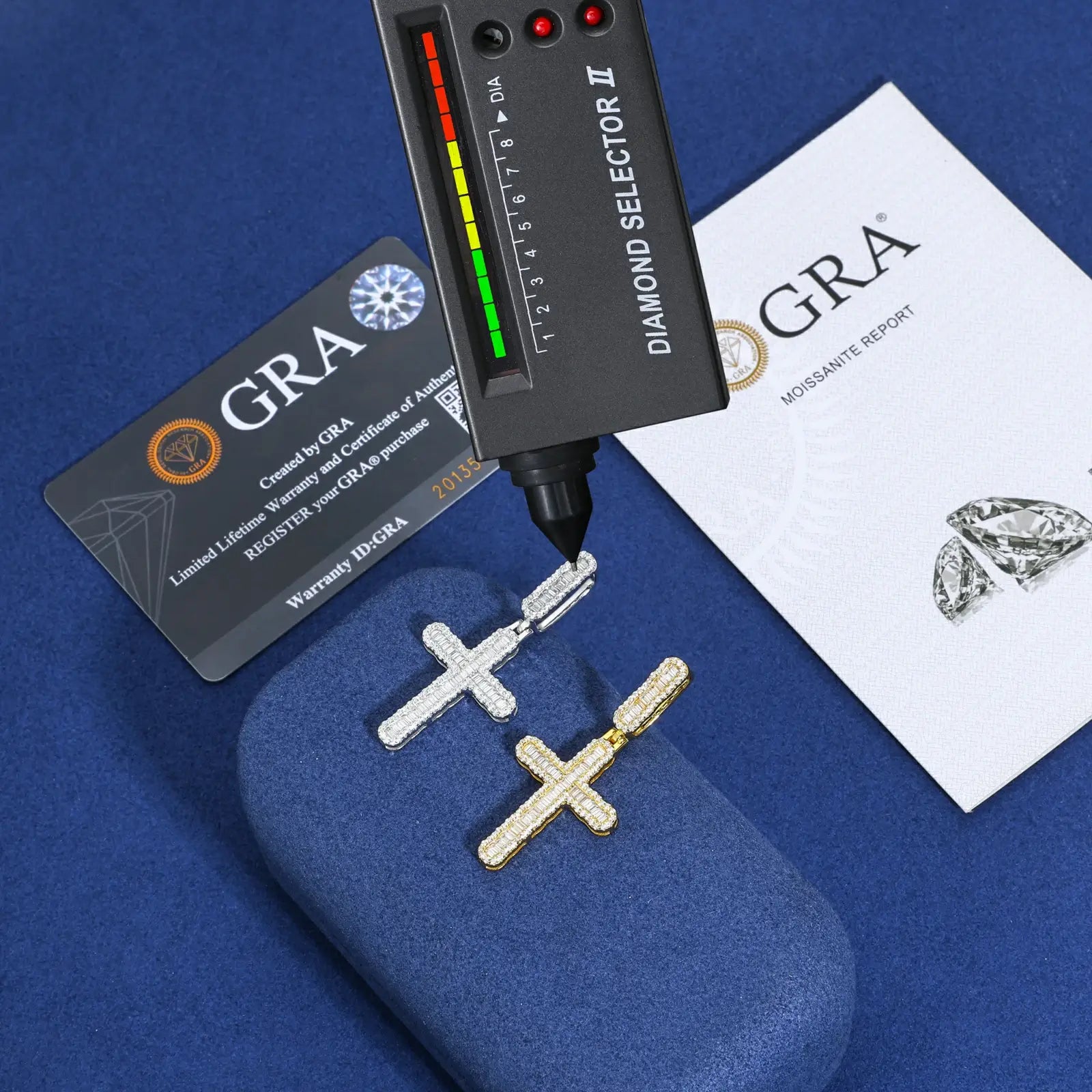 S925 Baguette Moissanite Cross Pendant