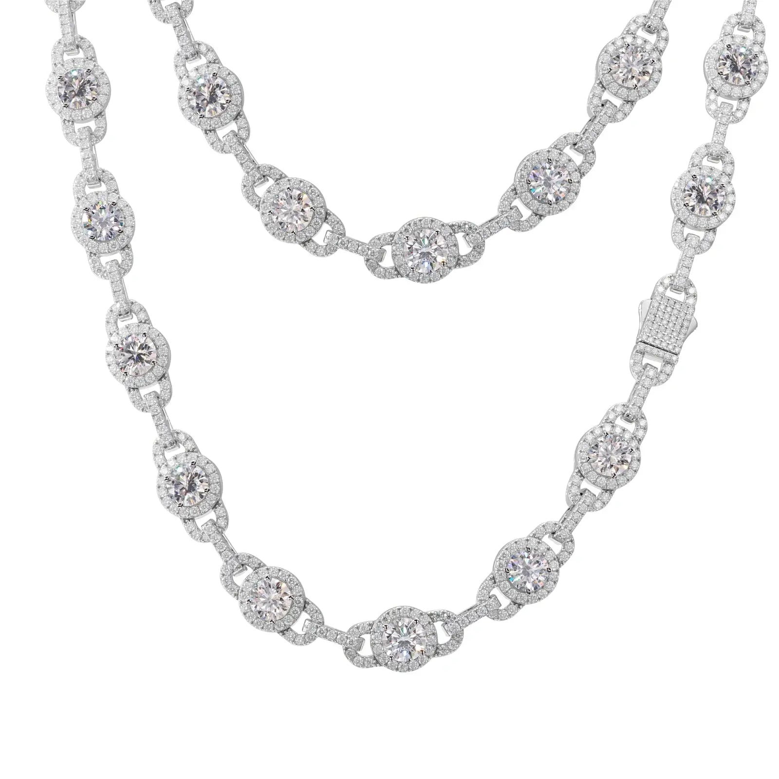 S925 Moissanite Halo Link Tennis Chain