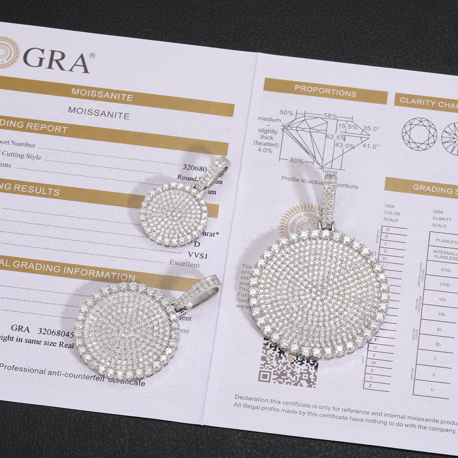 S925 Moissanite Round Dog Tag Pendant