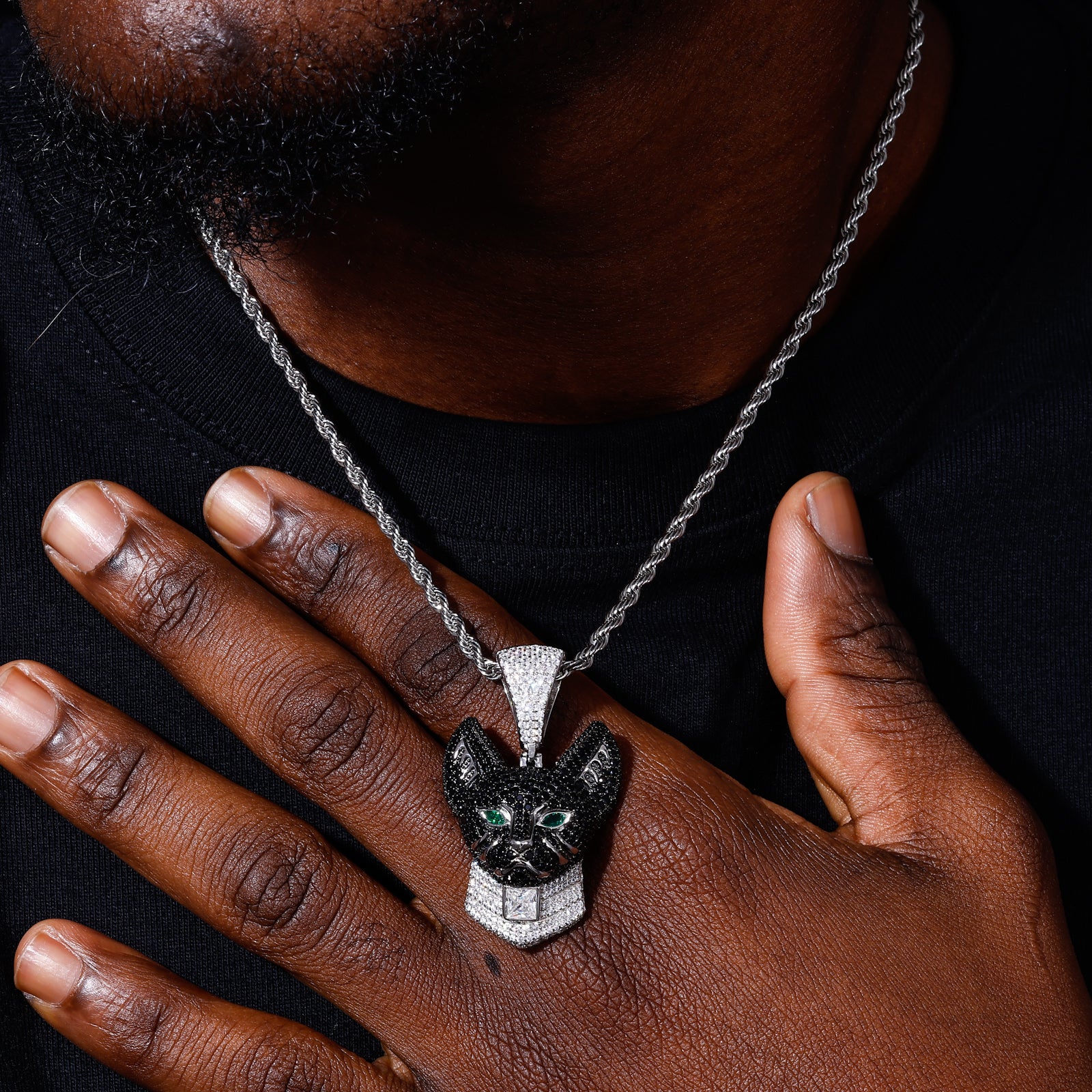 S925 Moissanite Egyptian Guardian Cat Pendant