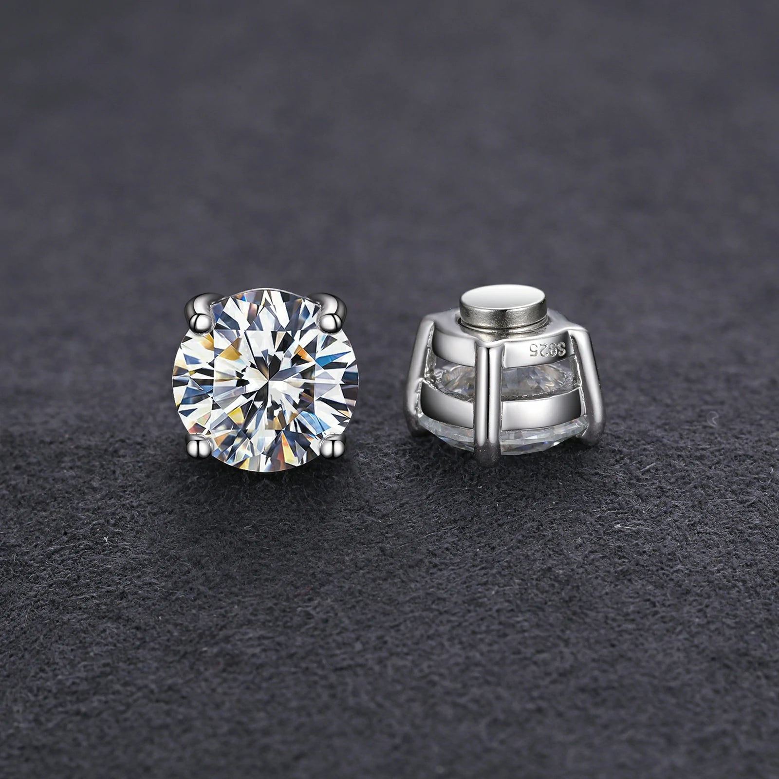 S925 Moissanite Magnetic Solitaire Stud Earrings
