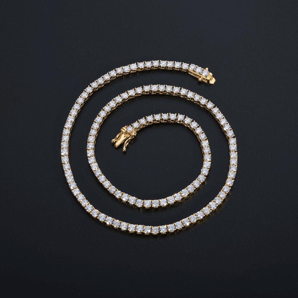 3mm moissanite tennis chain in gold